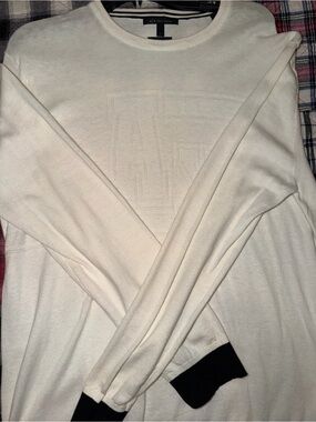 A/X Armani Exchange Cream Crewneck Sweater with Black Trim